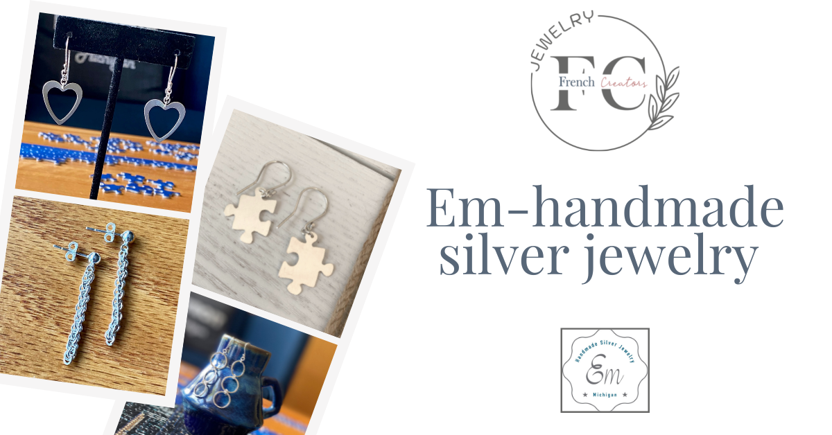 silver earrings by emmmanuelle miche, em-handmade silver jewelry