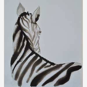 watercolor painting, zebra
